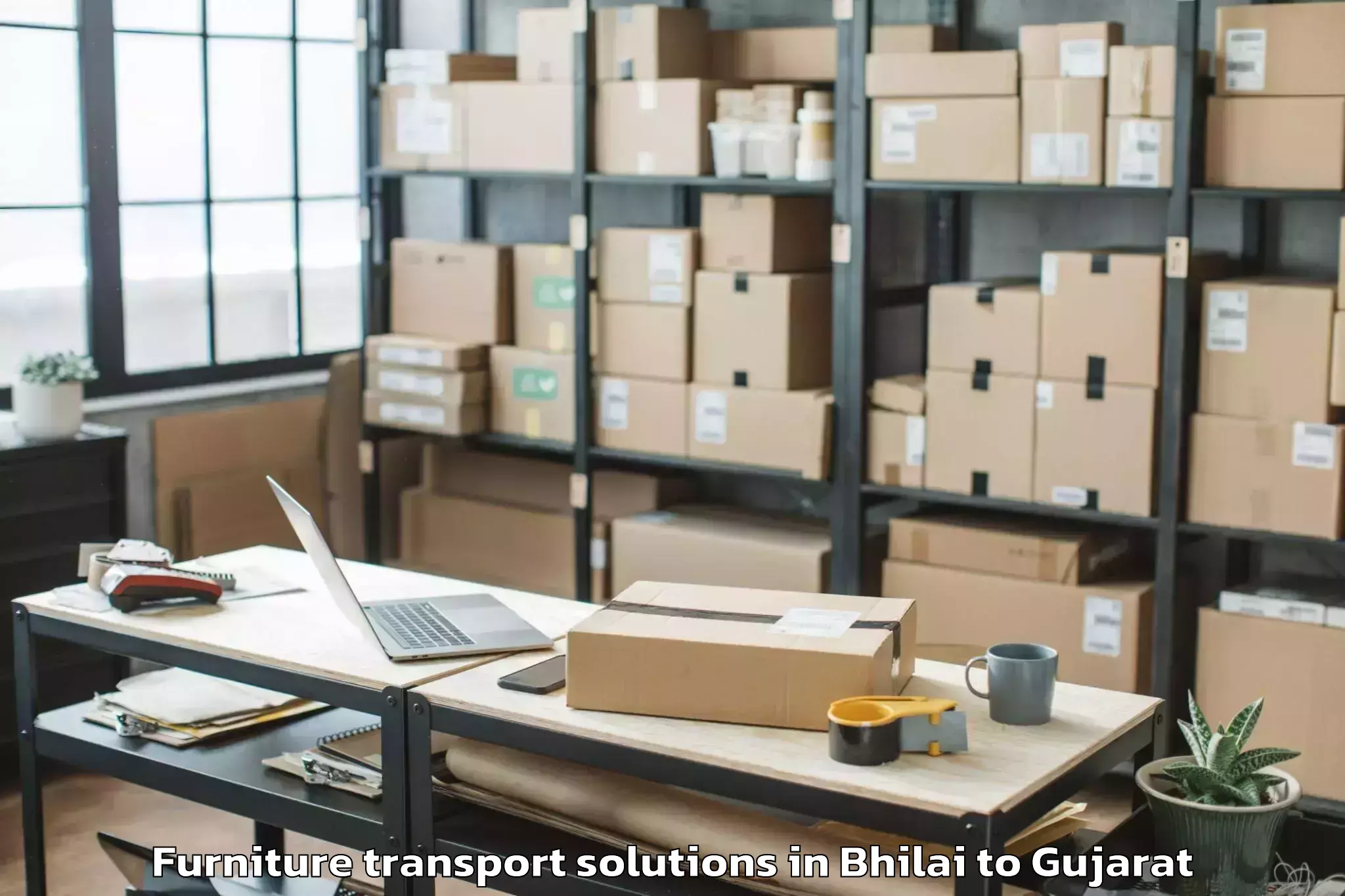 Top Bhilai to Gusar Furniture Transport Solutions Available